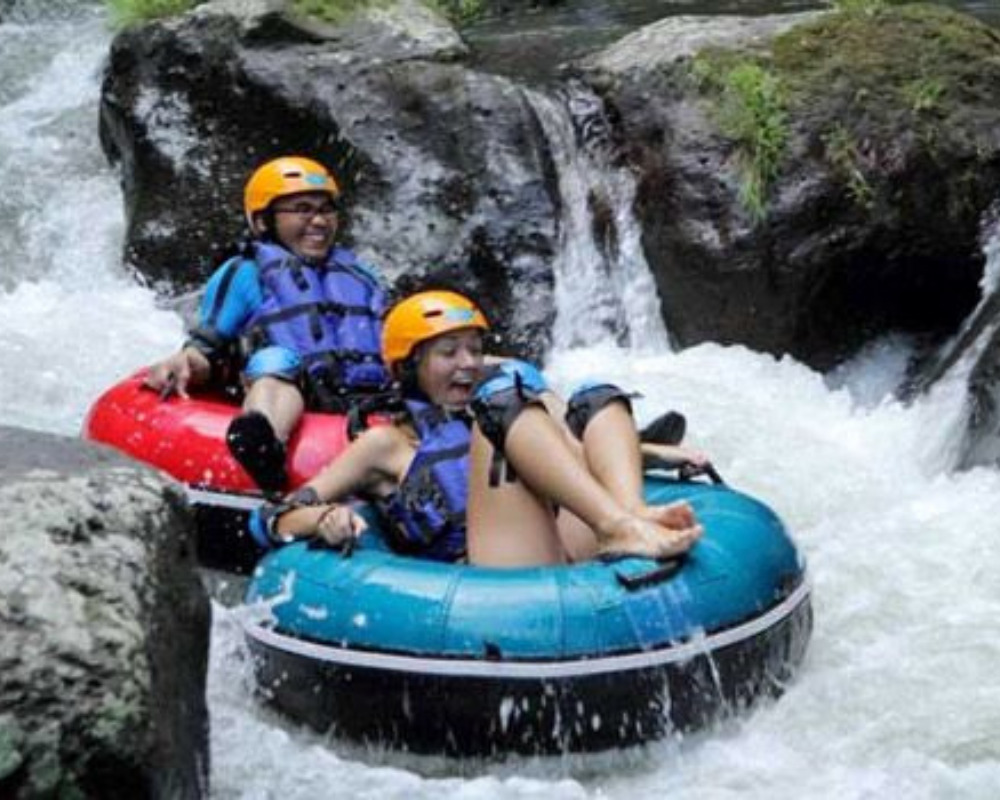 Travelers tubing in a river